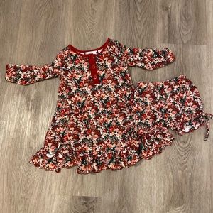 Sweet Honey Boutique Holiday Flowery Dress with Bloomers EUC
